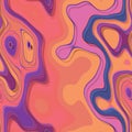Orange pink purple blue seamless geometric pattern with curved lines. Funky liquid shapes, colorful wavy vivid party design Royalty Free Stock Photo