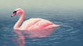 Vintage Graphic Design: Pink Swan In Water