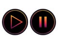 Orange pink violet black play pause button icon vector Royalty Free Stock Photo