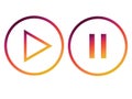 Orange pink violet play pause button icon vector