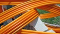 Orange pipes for fiber optic connection ADSL users Royalty Free Stock Photo