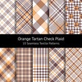 Orange plaid patterns set. Tartan check plaid collection for dress, jacket, skirt, tablecloth, or other summer and autumn textile. Royalty Free Stock Photo