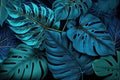 Blue plant leaves background (AI generated)