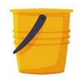 Orange Plastic Bucket Flat Style Vector Illustration on White Background