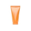 Orange plastic cream tube on white background.