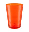 Orange plastic cup isolated on a white background Royalty Free Stock Photo