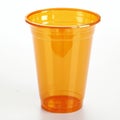 Orange plastic cup isolated on white background Royalty Free Stock Photo