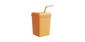 Orange Plastic Cup With Straw. Beverage Container For Drinks And Refreshments Isolated On Transparent Background Royalty Free Stock Photo