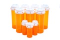Orange plastic empty prescription containers with Child-Resistant Push&Turn Cap.