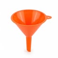 Orange plastic funnel isolated on white background with copy space for text Royalty Free Stock Photo