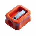 Orange Plastic Pencil Sharpener with Metal Blade on Transparent Background for School Supplies Tool Royalty Free Stock Photo