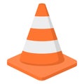 Orange plastic striped traffic cone icon. Vector illustration Royalty Free Stock Photo