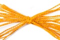 Orange plastic tied ropes on a white background Royalty Free Stock Photo