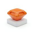 Orange plastic toy block with cutouts on white base isolated Royalty Free Stock Photo