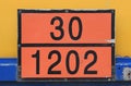 Orange plate with hazard identification number Royalty Free Stock Photo
