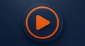 An orange play button is prominently displayed on a dark blue circular background. Royalty Free Stock Photo