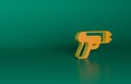 Orange Police electric shocker icon isolated on green background. Shocker for protection. Taser is an electric weapon