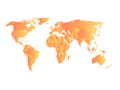 Orange political map of World. Each state with own horizontal gradient. Vector illustration