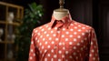 Photorealistic Detail Orange Shirt With White Dots