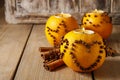 Orange pomander ball with candle Royalty Free Stock Photo