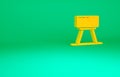 Orange Pommel horse icon isolated on green background. Sports equipment for jumping and gymnastics. Minimalism concept