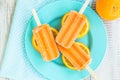 Orange and Popsicle on Blue Plate