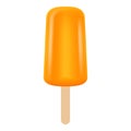 Orange popsicle icon, realistic style