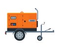 Orange Portable Power Generator on Wheels, Diesel Electrical Engine Equipment Vector Illustration Royalty Free Stock Photo