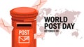 Orange post box with envelopes and world map for World Post Day mailbox mail Royalty Free Stock Photo