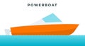 Powerboat , small boat equipped with an outboard motor vector icon flat isolated.