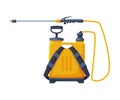 Orange Pressure Sprayer of Chemical Insecticide, Pest Control and Extermination Service Equipment Vector Illustration on