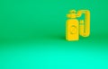 Orange Pressure sprayer for extermination of insects icon isolated on green background. Pest control service