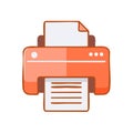 Orange Printer Printing Document, Paper Output, Office Equipment Vector Illustration Royalty Free Stock Photo