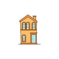 Orange private house. Poster or banner for website. Apartment, facade and exterior. Modern and traditional urban Royalty Free Stock Photo