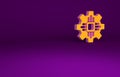 Orange Processor icon isolated on purple background. CPU, central processing unit, microchip, microcircuit, computer