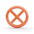 3D Render of Glossy Orange Prohibition Sign, Circular Stop Symbol Royalty Free Stock Photo