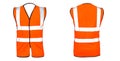 Orange protective reflective vest. is isolated on a white background. safety. work vest. road vest