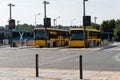 Orange pubblic bus at the bus station in Vejle Denmark