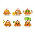 Orange pudding with cerry cartoon character with cute emoticon bring money