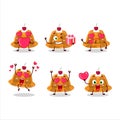 Orange pudding with cerry cartoon character with love cute emoticon