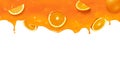 Orange pulp splash with real orange juice Royalty Free Stock Photo