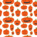 Orange pumpkin characters Halloween pattern