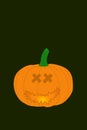 Orange pumpkin face. Decorations for the holiday of Halloween. Digital illustration on dark background