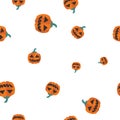 Pumpkin orange Halloween pattern seamless