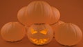 Orange pumpkin heads Halloween concept