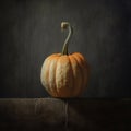 Orange pumpkin isolated with cobwebs and eerie vine details. Royalty Free Stock Photo