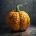 Orange pumpkin isolated with cobwebs and eerie vine details. Royalty Free Stock Photo