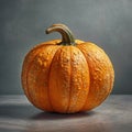 Orange pumpkin isolated with cobwebs and eerie vine details. Royalty Free Stock Photo