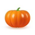 Orange pumpkin isolated on white background. 3d vector realistic illustration of squash. 3d render object, design