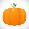 Orange pumpkin with leaf and gradient colors flat style design vector illustration isolated on white background. Royalty Free Stock Photo